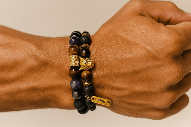 Warrior Spirit – Luxe Herenarmbandenset met Tijgeroog & Lavasteen