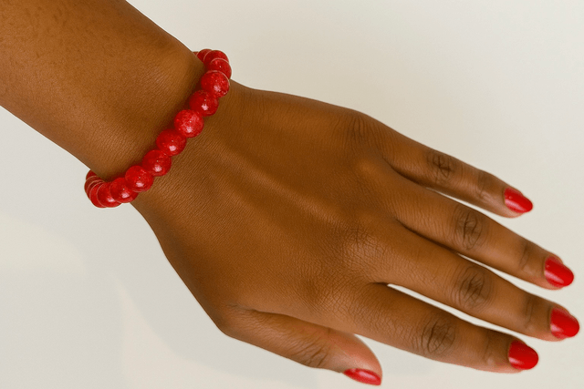 Crimson Glow Armband – Rode Crackle Kralen | Handgemaakt & Elastisch