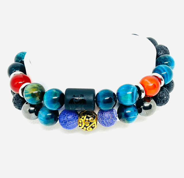 Oceanic Fire Duo” Heren Armbanden Set – Kralen & Energie