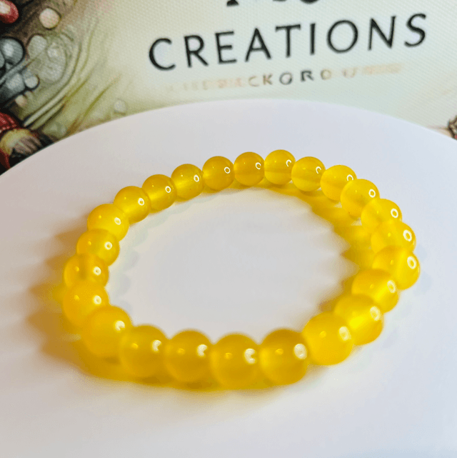 Gele Citrien Armband – Glanzende Gele Kralenarmband | Handgemaakt & Elastisch