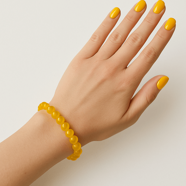 Gele Citrien Armband – Glanzende Gele Kralenarmband | Handgemaakt & Elastisch