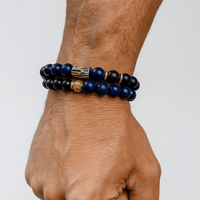 Royal Depth Duo – Heren Armbanden Set Blauw & Goud