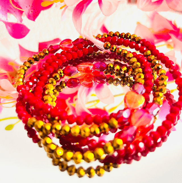 Fierce Flame Heupketting 120cm – Rood & Goud Kralen | Vuur Waist Beads