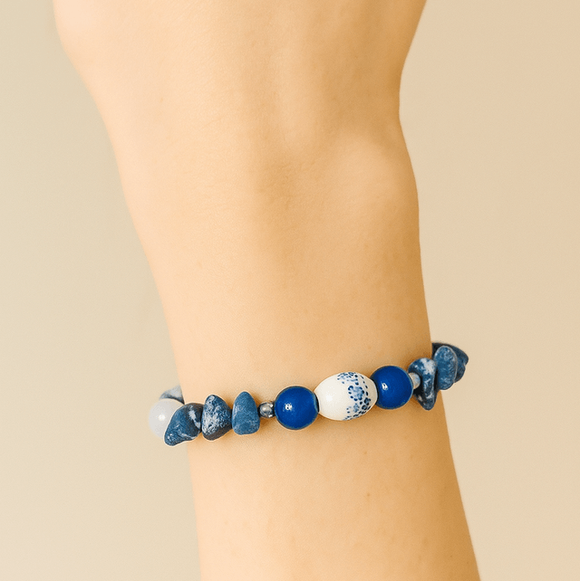 Royal Delfts Blauw Armband | Handgemaakt met Lapis Lazuli & Porselein