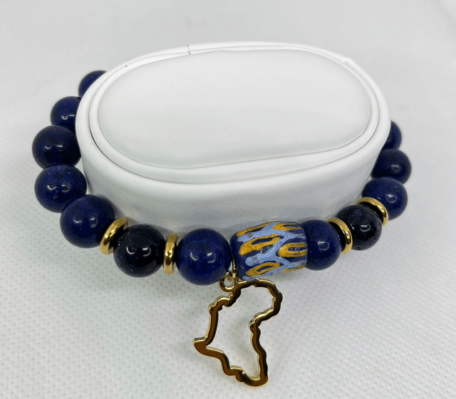 Ubuntu – Armband met Afrika Bedel & Blauwe Kralen
