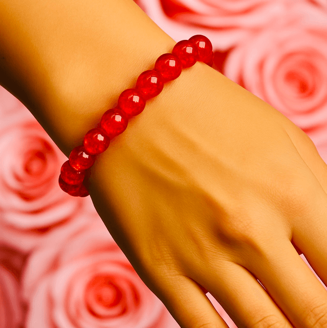 Crimson Glow Armband – Rode Crackle Kralen | Handgemaakt & Elastisch