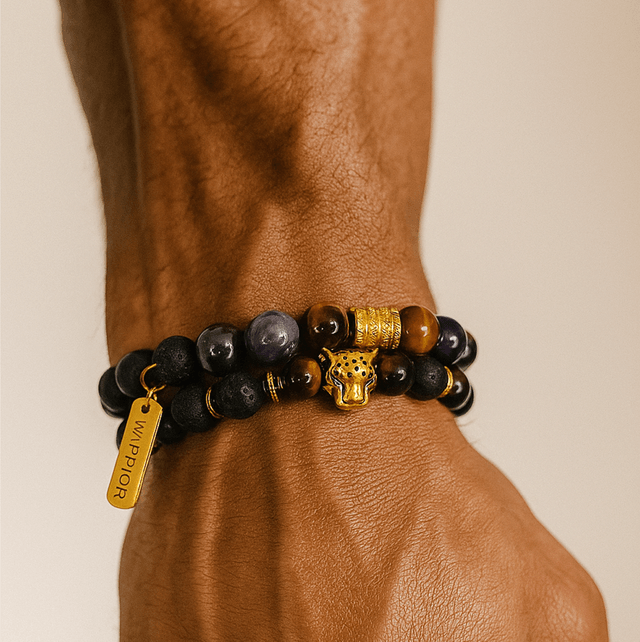 Warrior Spirit – Luxe Herenarmbandenset met Tijgeroog & Lavasteen