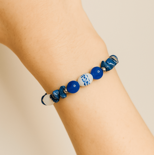 Royal Delfts Blauw Armband | Handgemaakt met Lapis Lazuli & Porselein