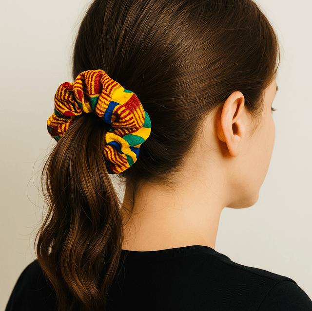 Kente Scrunchie – Handgemaakte Afro Haaraccessoire met Kleurrijk Afrikaans Design