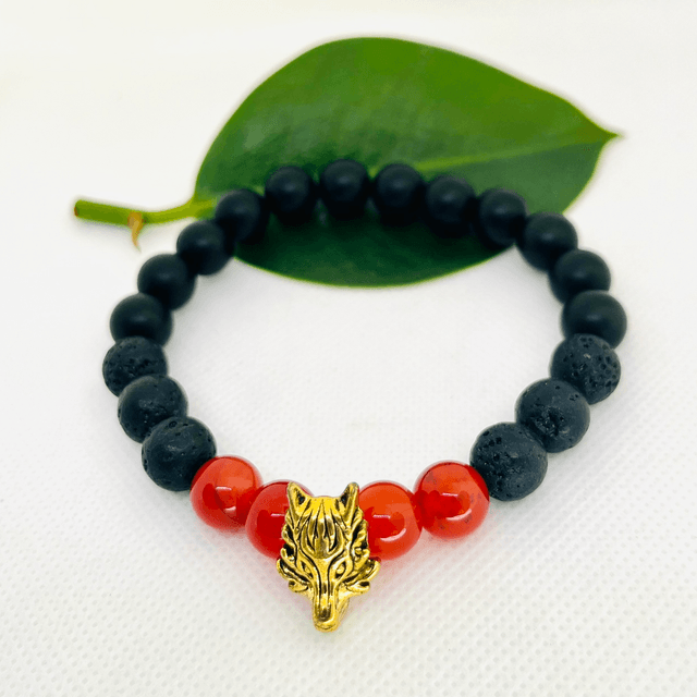 Wolf Spirit – Krachtige Armband met Lava & Carnelian