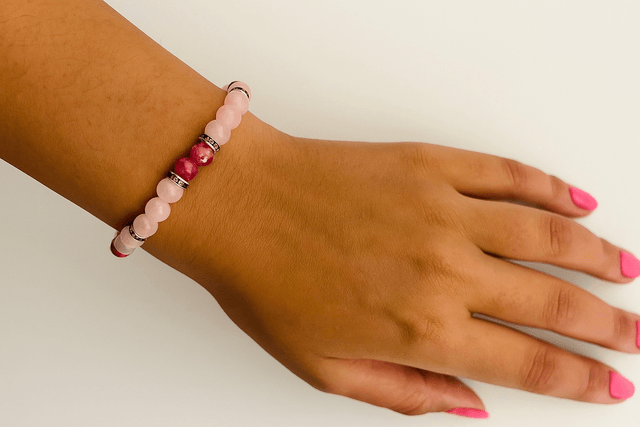 Blush Harmony Armband – Rozenkwarts & Fuchsia Kristal