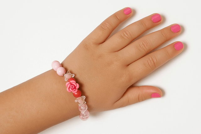 Roze Bloesem” – Handgemaakte Armbandenset met Glans & Roosje