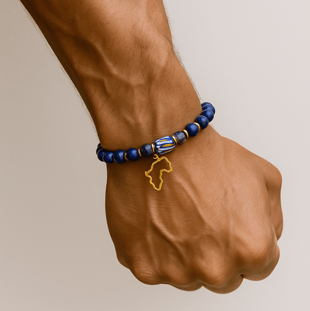 Ubuntu – Armband met Afrika Bedel & Blauwe Kralen