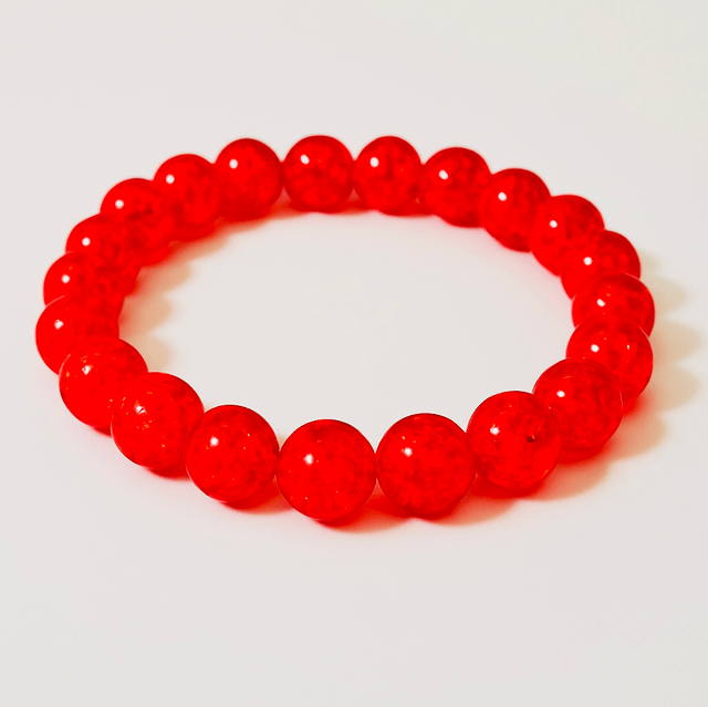 Crimson Glow Armband – Rode Crackle Kralen | Handgemaakt & Elastisch