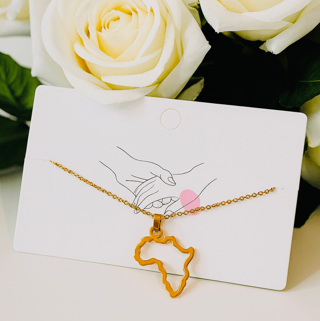 Goudkleurige Afrika Contour Ketting – Roestvrijstaal – Minimalistisch & Elegant