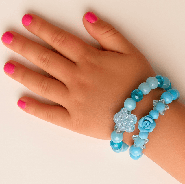 Blue Breeze” – Handgemaakte Armbandenset met Kristallen Beer & Roosje