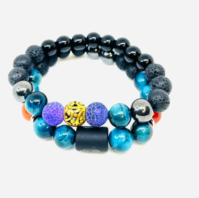 Oceanic Fire Duo” Heren Armbanden Set – Kralen & Energie