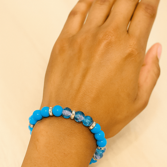 Crystal Sky Armband – Handgemaakte Blauwe & Roze Kralenarmband