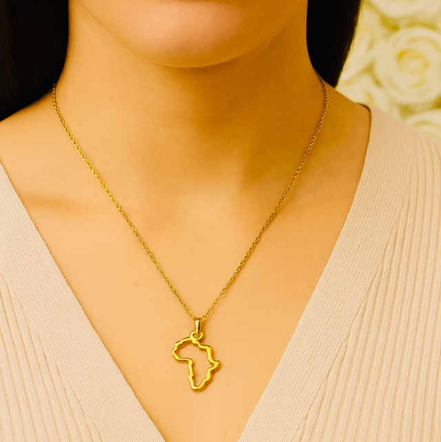 Goudkleurige Afrika Contour Ketting – Roestvrijstaal – Minimalistisch & Elegant