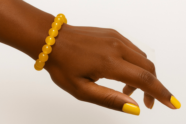 Gele Citrien Armband – Glanzende Gele Kralenarmband | Handgemaakt & Elastisch