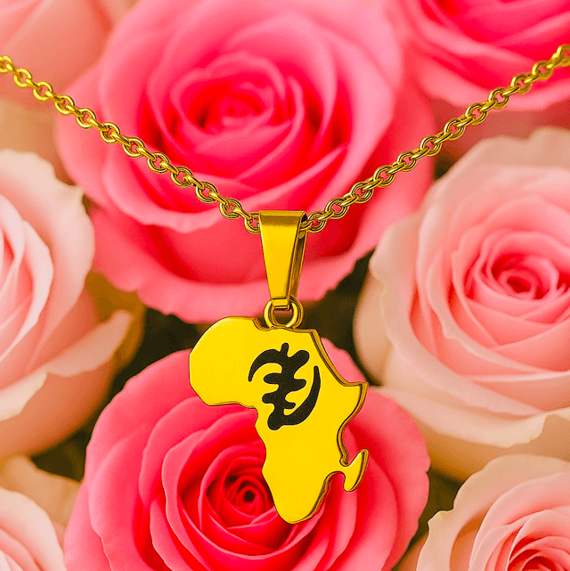 Gouden Afrika Ketting met Gye Nyame Adinkra Symbool – Handgemaakte Culturele Sieraad | Statement Halsketting