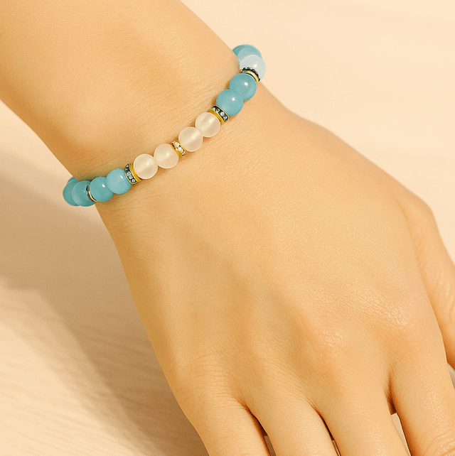 Turquoise Serenity Armband – Jaspis & Melkglas Parelarmband