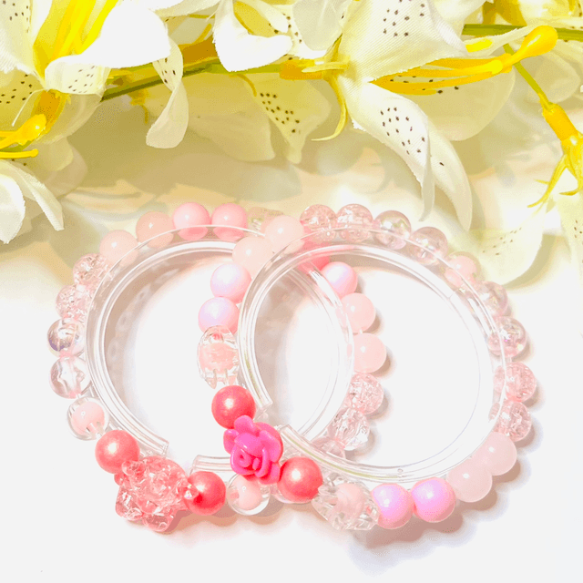 Roze Bloesem” – Handgemaakte Armbandenset met Glans & Roosje