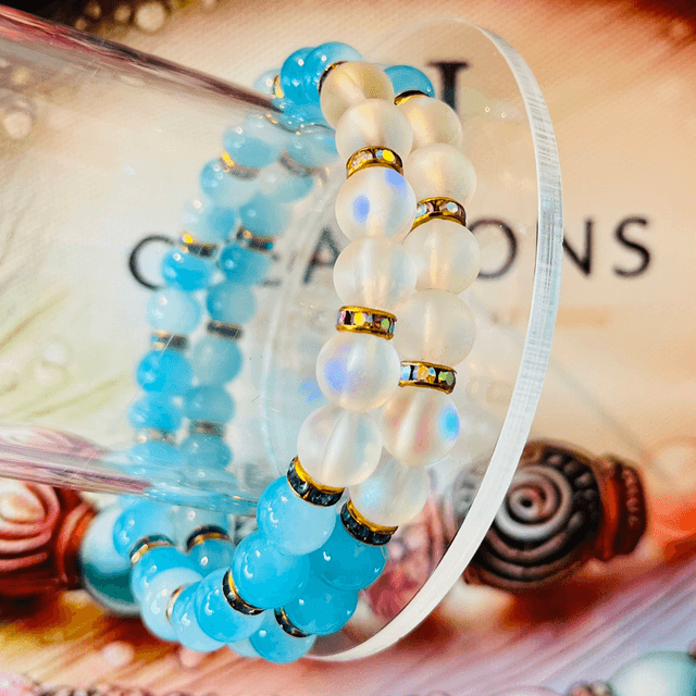 Turquoise Serenity Armband – Jaspis & Melkglas Parelarmband