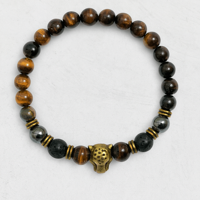 Earth Instinct – Armband met Tijgeroog & Bronskleurige Luipaard