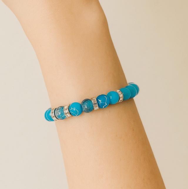 Crystal Sky Armband – Handgemaakte Blauwe & Roze Kralenarmband