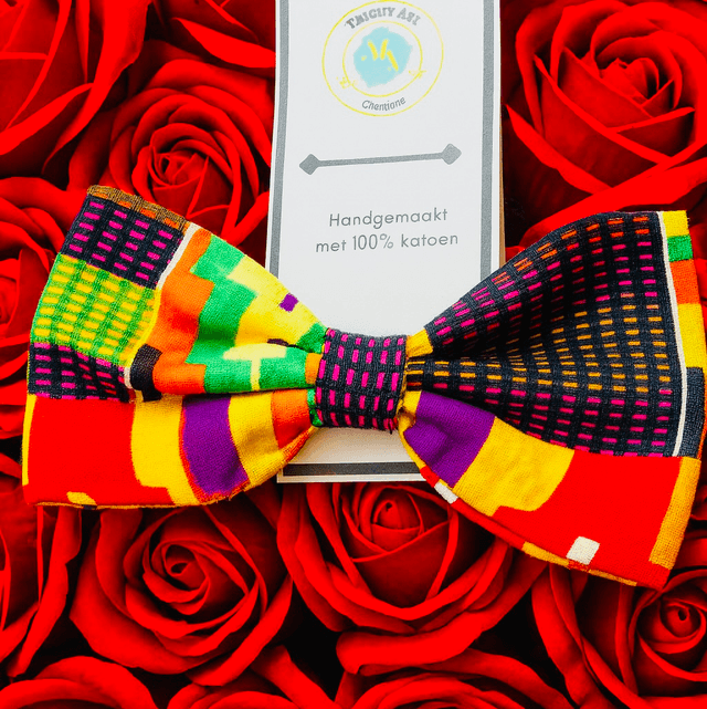 Kente Haarstrik met Elastiek – Handgemaakte Afrikaans Geïnspireerde Haaraccessoire van 100% Katoen