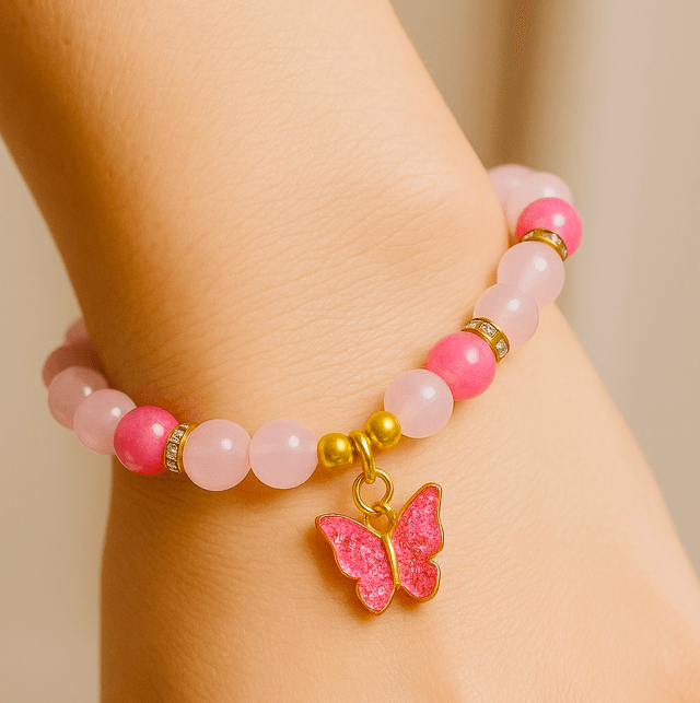 Pink Papillon Armband – Vlinder & Rozenkwarts