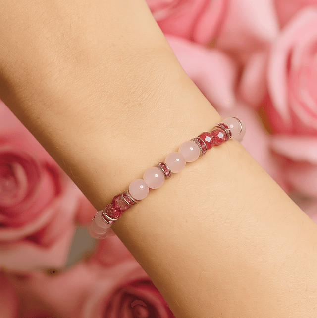 Blush Harmony Armband – Rozenkwarts & Fuchsia Kristal