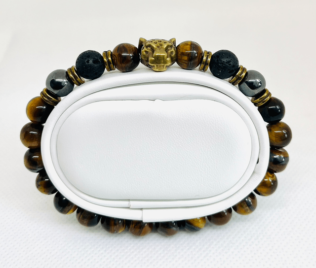 Earth Instinct – Armband met Tijgeroog & Bronskleurige Luipaard
