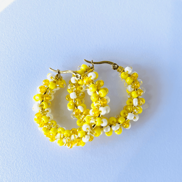 Sunbeam Hoops – Handgemaakte Gele Statement Oorbellen