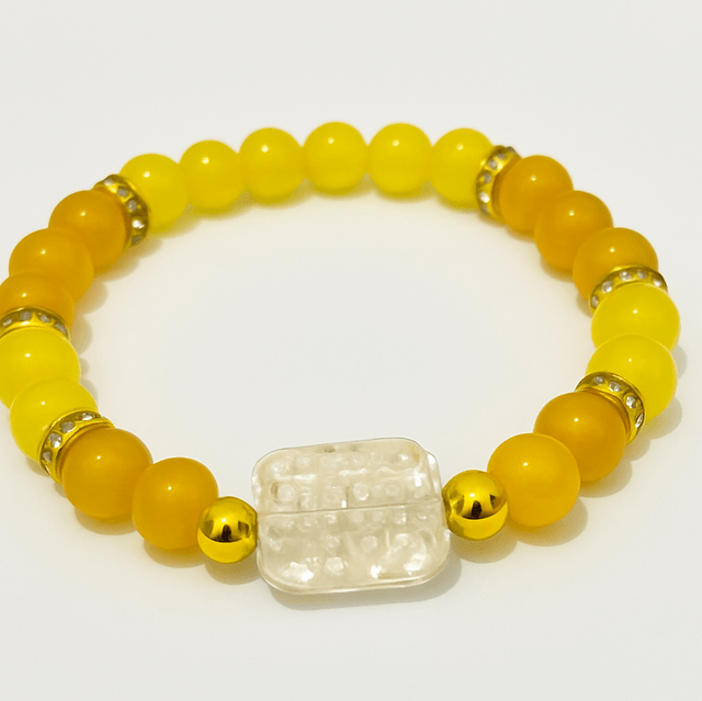 Zonnesteen Sereniteit Armband – Gele Edelstenen & Bergkristal