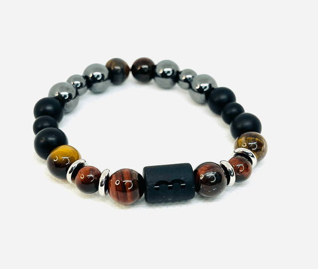 Earth & Steel – Tijgeroog en Hematiet Armband 