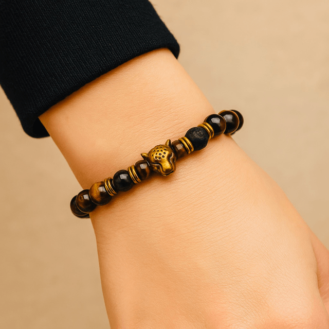 Earth Instinct – Armband met Tijgeroog & Bronskleurige Luipaard