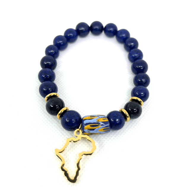 Ubuntu – Armband met Afrika Bedel & Blauwe Kralen