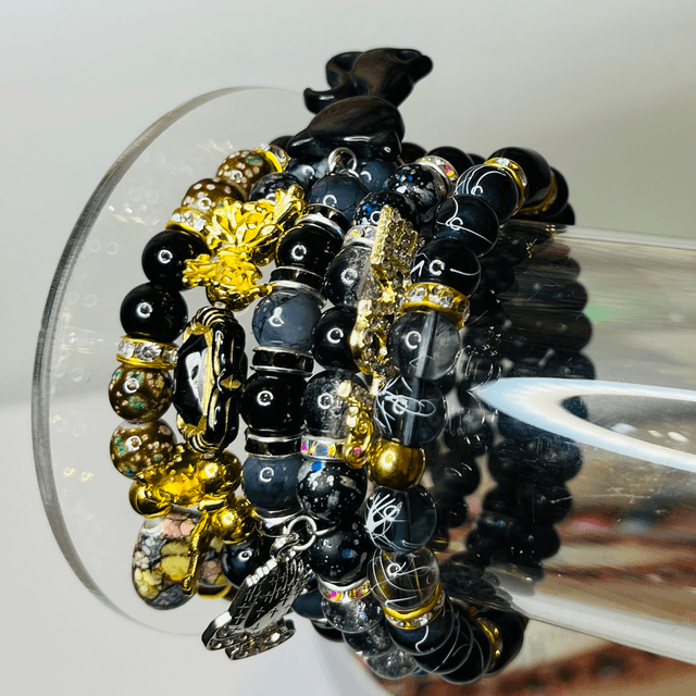 Black Dynasty – Luxe Armbandenset in Zwart & Goud