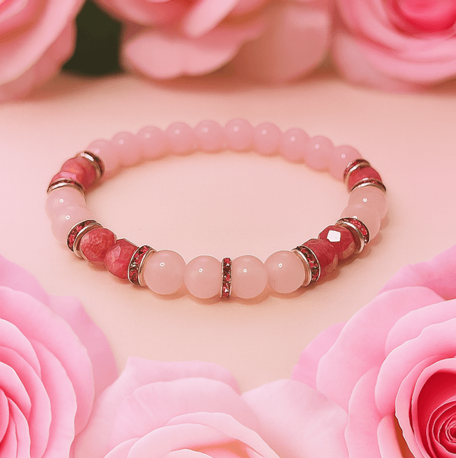 Blush Harmony Armband – Rozenkwarts & Fuchsia Kristal