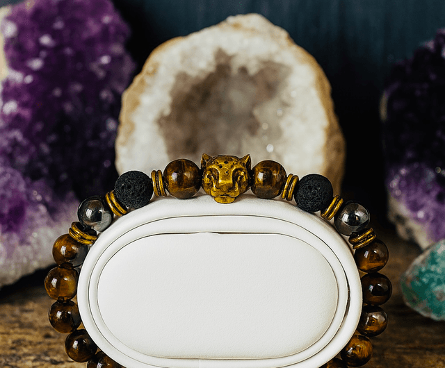 Earth Instinct – Armband met Tijgeroog & Bronskleurige Luipaard