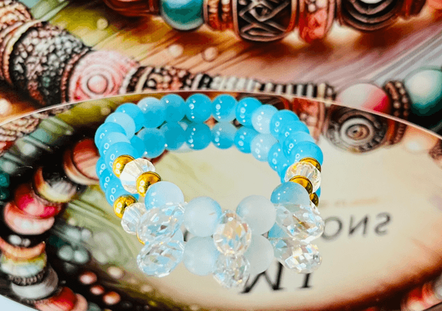 Blue Aurora Armband – Blauwe Kralen &amp; Kristallen Charms