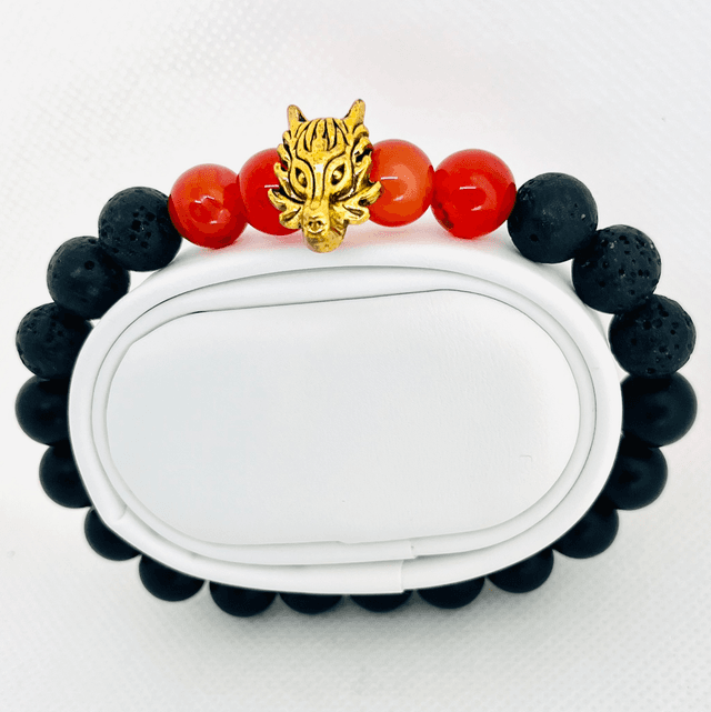 Wolf Spirit – Krachtige Armband met Lava &amp; Carnelian