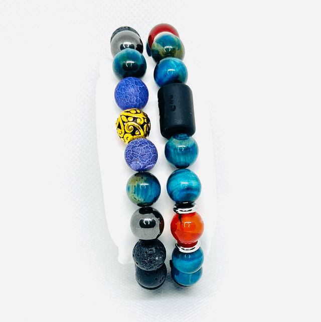Oceanic Fire Duo” Heren Armbanden Set – Kralen &amp; Energie