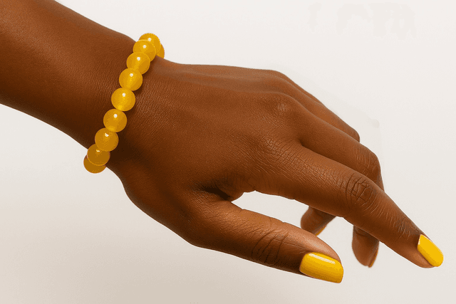 Gele Citrien Armband – Glanzende Gele Kralenarmband | Handgemaakt &amp; Elastisch
