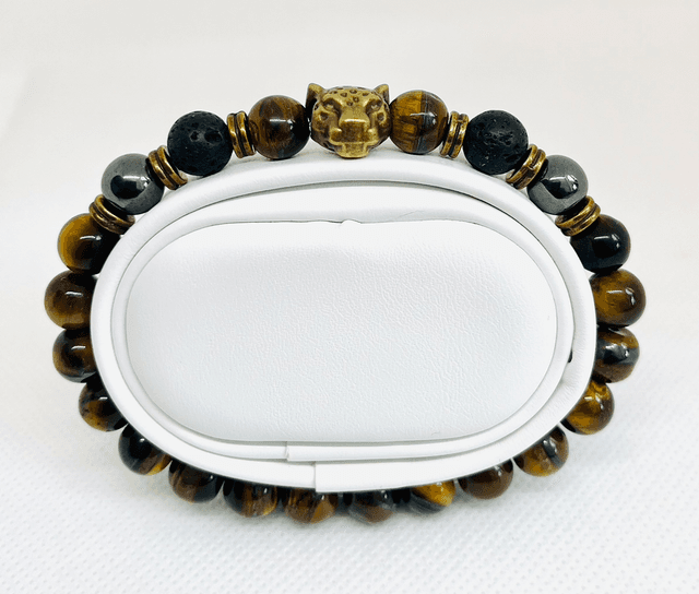 Earth Instinct – Armband met Tijgeroog &amp; Bronskleurige Luipaard